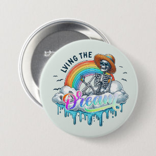 Macaron Rond 7,6 Cm Vivre le rêve - Squelette