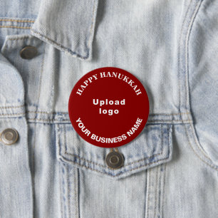 Macaron Rond 7,6 Cm Vœu d'affaires de Hanouka sur un bouton rond rouge