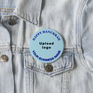 Macaron Rond 7,6 Cm Vœu d'affaires pour Hanouka sur un rond bleu clair