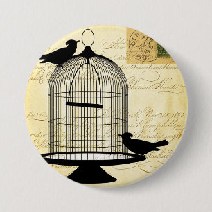 Macaron Rond 7,6 Cm Voie d'oiseaux victorienne