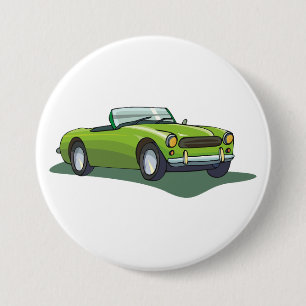 Macaron Rond 7,6 Cm Voiture de sport décapotable vert citron rétro