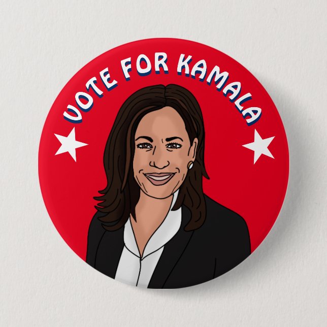 Macaron Rond 7,6 Cm Vote pour Kamala Harris 2024 (Devant)