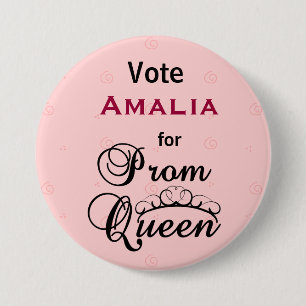 Macaron Rond 7,6 Cm Vote pour la reine Prom