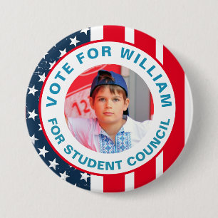 Macaron Rond 7,6 Cm Vote pour le président de classe : Conseil étudian