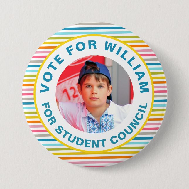 Macaron Rond 7,6 Cm Vote pour le président de classe : Conseil étudian (Devant)
