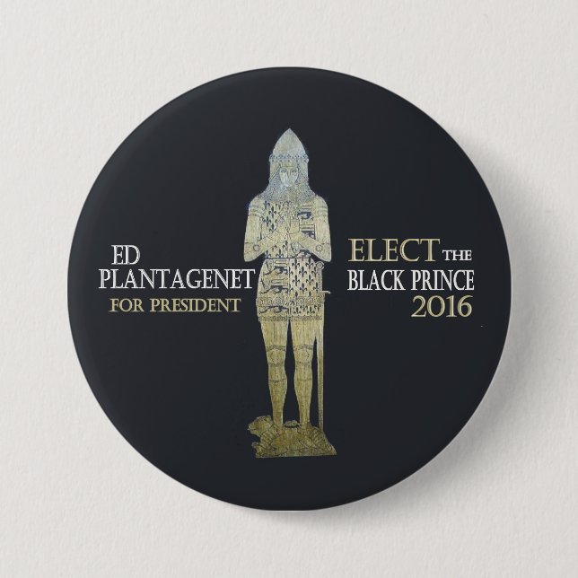 Macaron Rond 7,6 Cm Vote pour le prince noir en 2016 (Devant)
