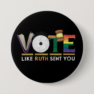 Macaron Rond 7,6 Cm Votez comme si Ruth vous avait envoyé Gavel fémini