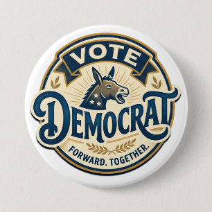 Macaron Rond 7,6 Cm Votez Démocrate Ensemble – Vintage Patriotique