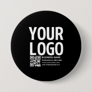 Macaron Rond 7,6 Cm Votre logo avec QR code et texte modifiables 