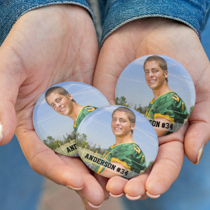 Macaron Rond 7,6 Cm Votre photo personnalisée de football ou votre spo