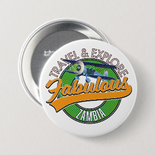 Macaron Rond 7,6 Cm Voyagez et explorez la fabuleuse Zambie
