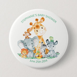 Macaron Rond 7,6 Cm Watercolor Cute Safari Jungle Baby shower