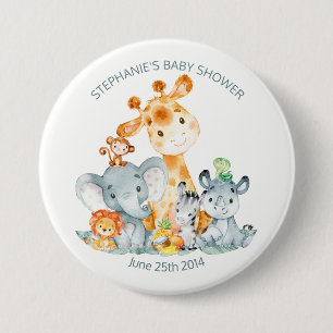 Macaron Rond 7,6 Cm Watercolor Cute Safari Jungle Baby shower
