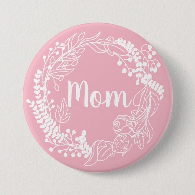 Macaron Rond 7,6 Cm White Spring Wreath "Maman" (Devant)