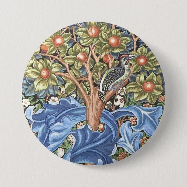 Macaron Rond 7,6 Cm William Morris Woodpecker Tapestry (Devant)