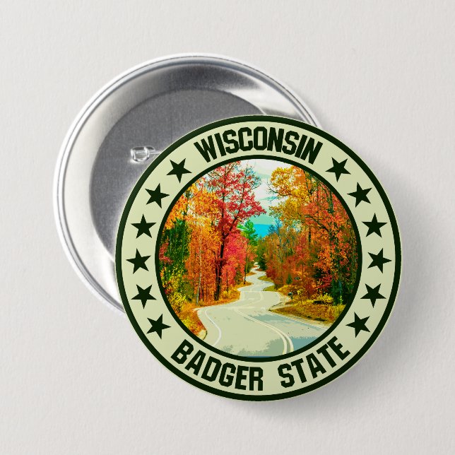 Macaron Rond 7,6 Cm Wisconsin (Devant & derrière)