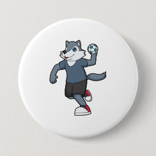 Macaron Rond 7,6 Cm Wolf Handball joueur Handball
