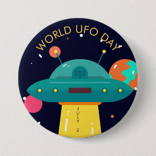 Macaron Rond 7,6 Cm World UFO Day Button