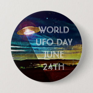 Macaron Rond 7,6 Cm World UFO Day Button