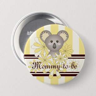 Macaron Rond 7,6 Cm Yellow Stripe Cute Koala Baby shower Mommy-to-be