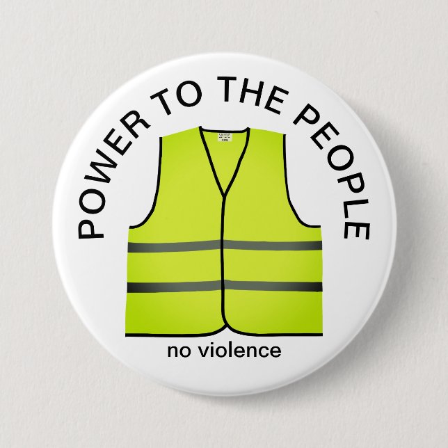 Macaron Rond 7,6 Cm yellow vest protest button (Devant)