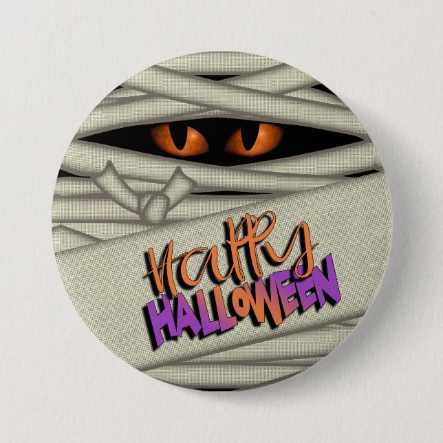 Macaron Rond 7,6 Cm Yeux de maman Halloween Orange ID685 (Devant)