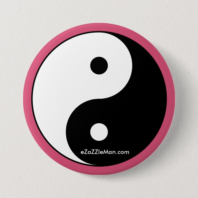 MACARON ROND 7,6 CM YIN YANG PIN - C'EST PERSONNALISABLE, AUSSI ! (Devant)