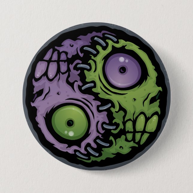Macaron Rond 7,6 Cm Zombi Yin-Yang (Devant)