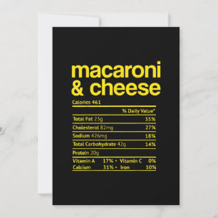 Macaroni and Cheese Nutrition Fact Thanksgiving Holiday Card