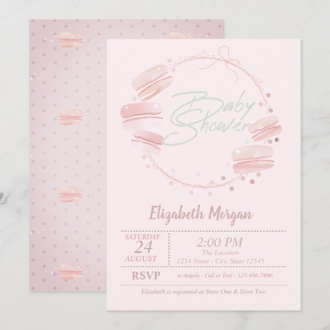 Macarons Baby Shower Invitation (Front/Back)