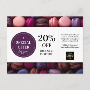 Macarons Bakery Baker Custom Coupon Discount Postcard