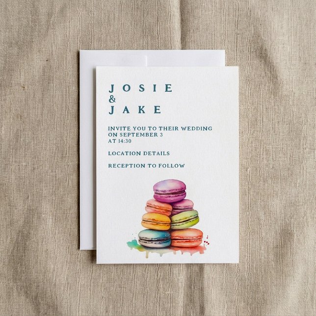 Macarons couleur Whimsical invitations de mariage (Whimsical Colorful Macaroons wedding invitations.)