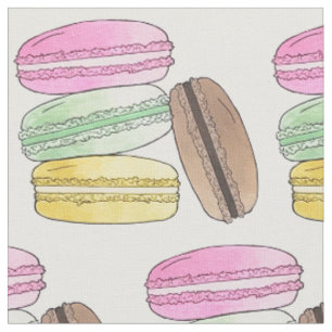 Macarons French Food Bakery Patisserie Cookies Fabric