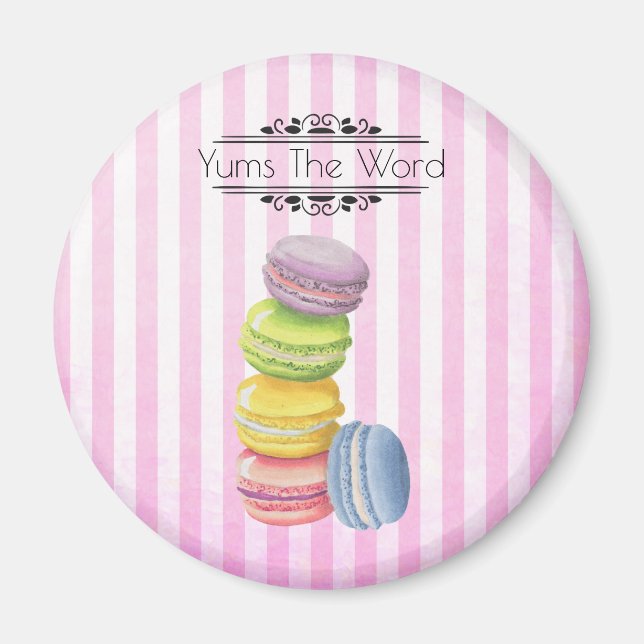 Macarons French Pastry in Pastel Watercolors Magnet (Front)