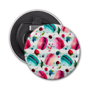 Macarons French Pastry With Berries Pattern Bottle Opener