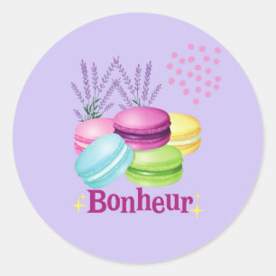Macarons Happiness Bonheur Classic Round Sticker