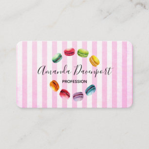 Macarons In A Circle   French Pastry in Watercolor Business Card