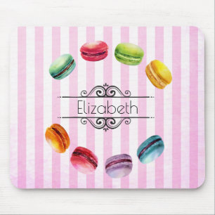 Macarons In A Circle French Pastry in Watercolor Mouse Pad