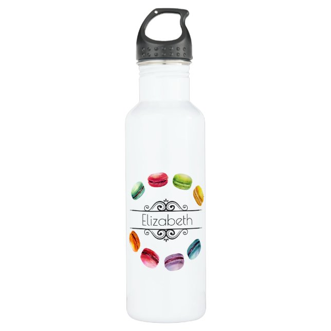 Macarons In A Circle Personalized 710 Ml Water Bottle (Front)