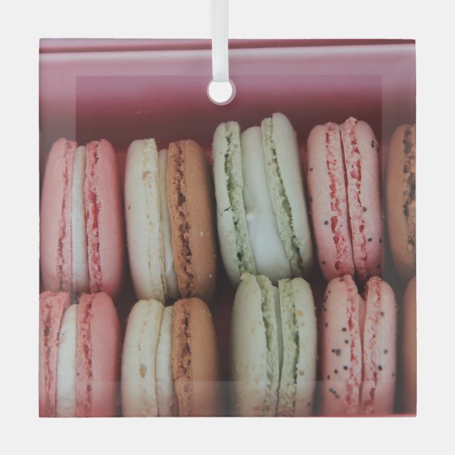 Macarons in different colours glass ornament (Front)