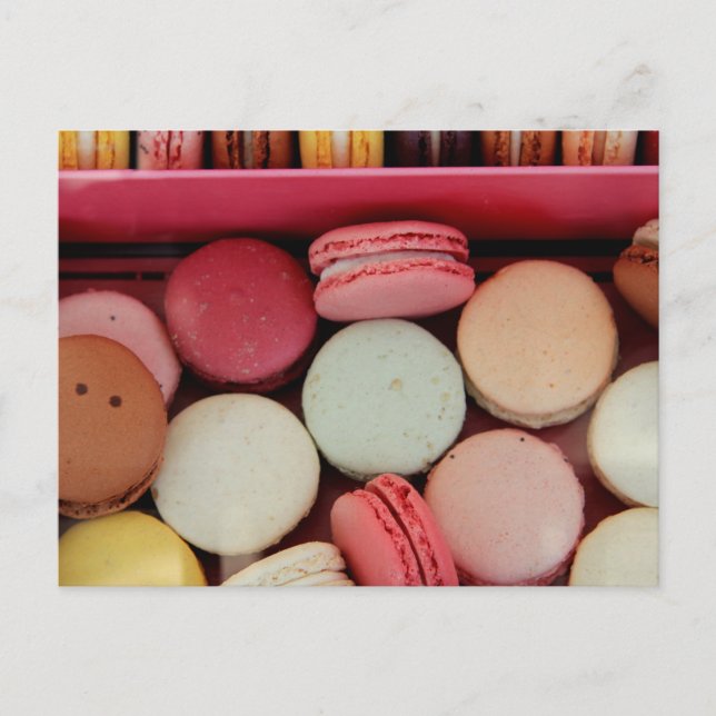 Macarons in different colours postcard (Front)