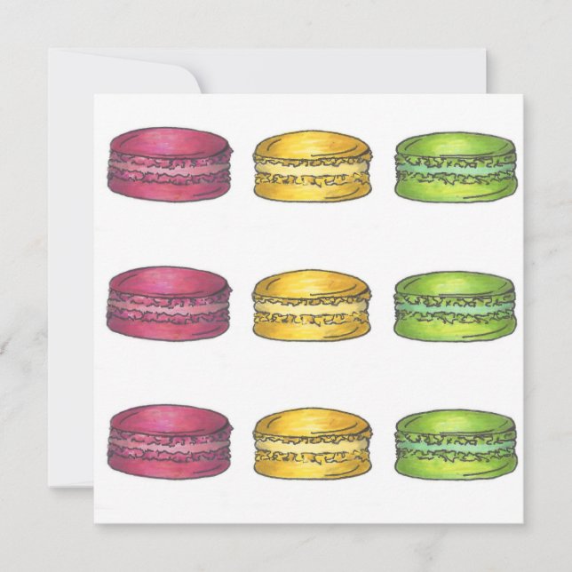 Macarons multicolores Macaron Cookie Invitation (Devant)