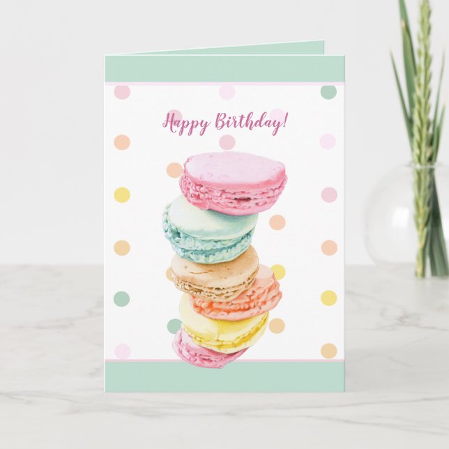 Macarons on Dots Birthday Card (Front)