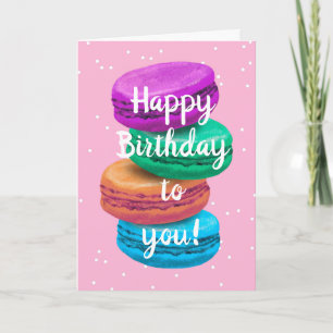 Macarons pastel aquarelle Bonne carte d'anniversai