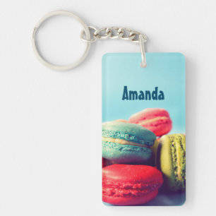 Macarons personnalisés Cookies Porte - clé bleu 