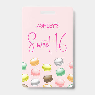 Macarons Sweet 16 Party Badge