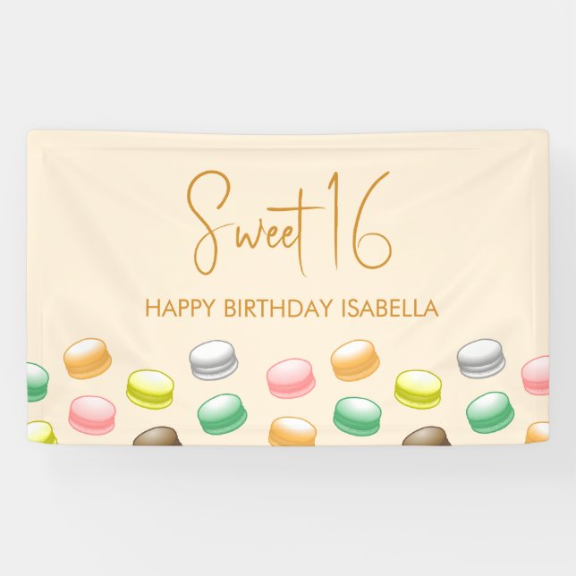 Macarons Sweet 16 Party Banner (Horizontal)