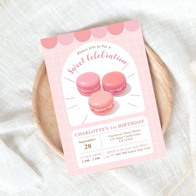 Macarons Sweet Shop Invitation Anniversaire (Créateur téléchargé)