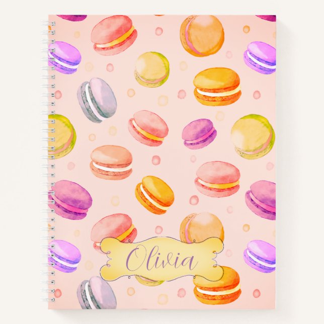Macarons Watercolor  Personalized Notebook (Front)