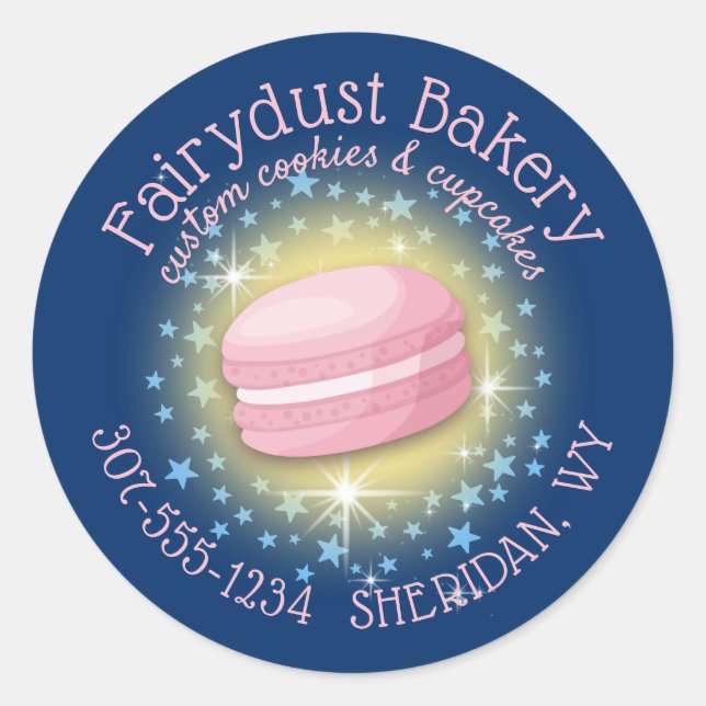 Macaroon cookie bakery pastry chef personalized classic round sticker (Front)